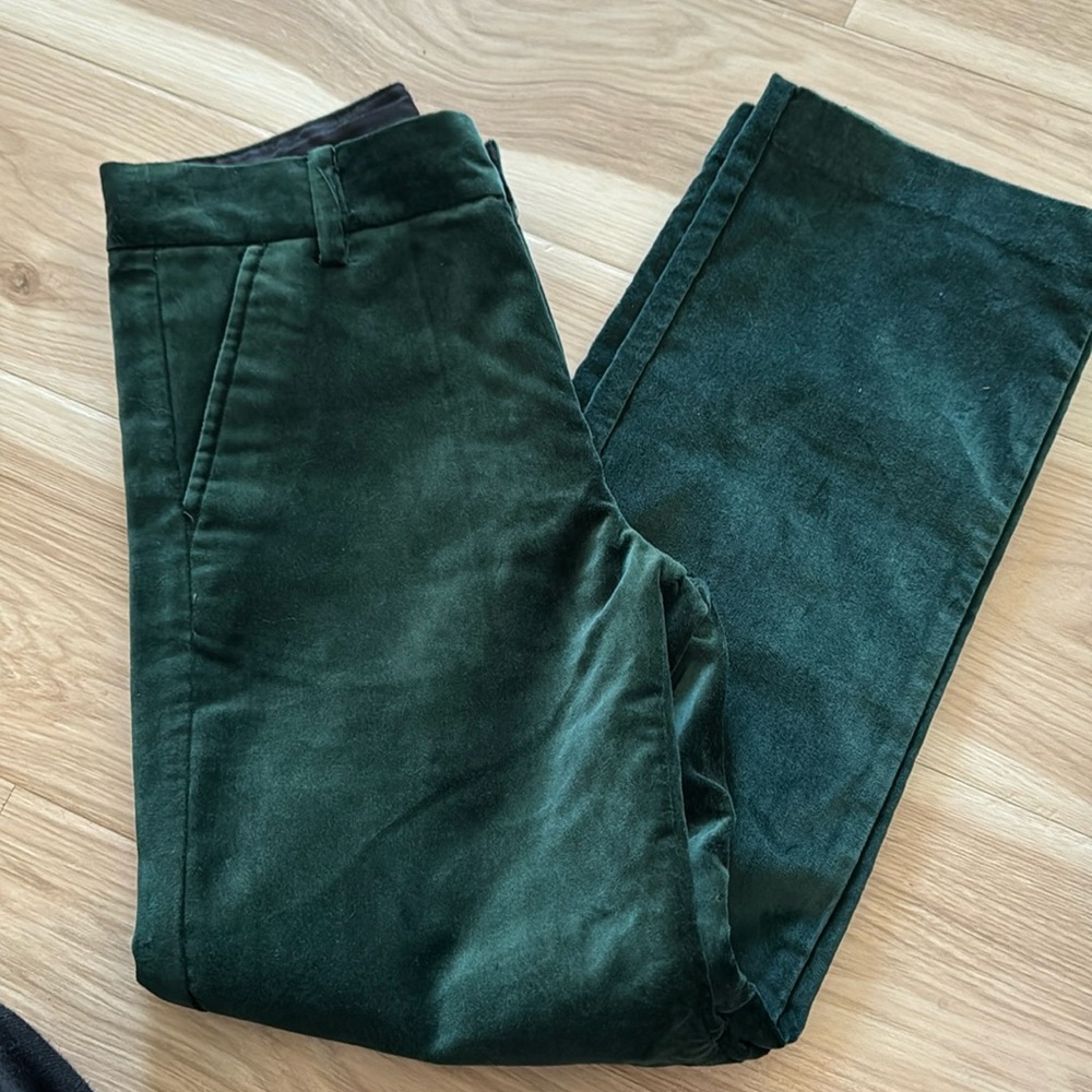 Emerald green velvet pants